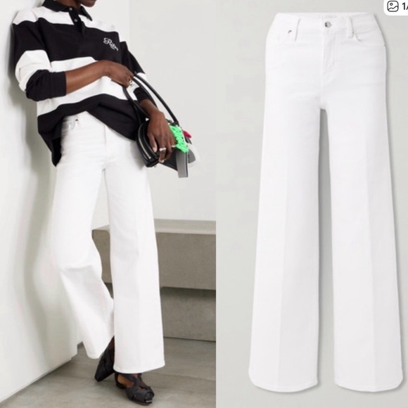 Frame Denim le Slim Palazzo in white “le blanc” Women's Wide-Leg White Trousers - Picture 2 of 5